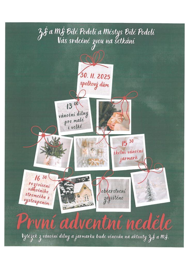 rozsvícení vánočního stromečku s vystoupením