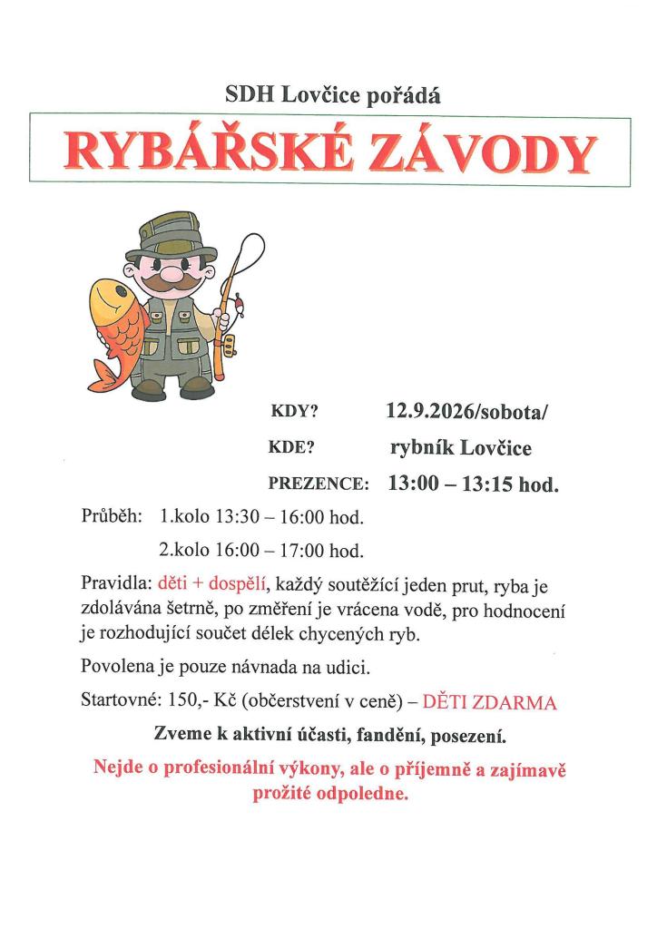 Rybářské závody 12.9.2026