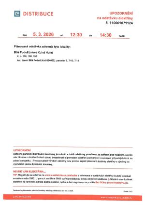 Odstávka el.energie 5.3.